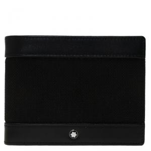 Pre Owned Montblanc Black Leather and Canvas Bifold Wallet