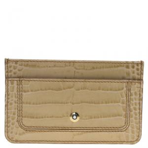Montblanc Beige Croc Embossed Leather Card Holder