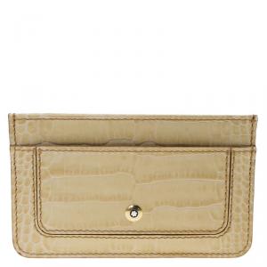 Montblanc Beige Croc Embossed Leather Card Holder