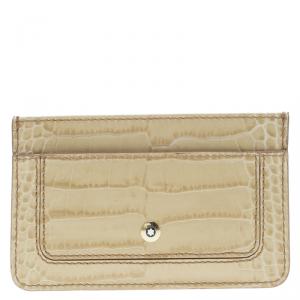 Montblanc Beige Croc Embossed Leather Card Holder