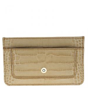 Montblanc Beige Croc Embossed Leather Card Holder