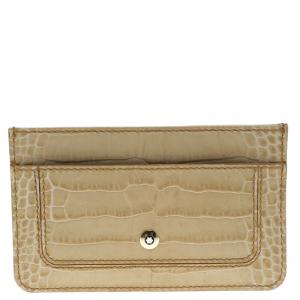 Montblanc Beige Croc Embossed Leather Card Holder