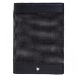 Pre Owned Montblanc Black Leather and Woven Jacquard Passport Holder