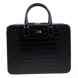 Montblanc Black Croc Embossed Meisterstuck Briefcase