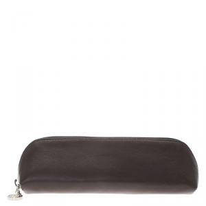 Pre Owned Montblanc Brown Leather Lady Star Zip Pen Pouch