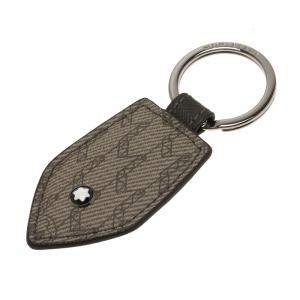 Pre Owned Montblanc Grey Printed Signature Leather Meisterstuck Keyring