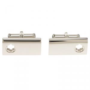 Pre Owned Montblanc Sterling Silver Rectangular Star Cut Cufflinks
