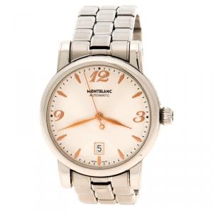 Mont Blanc White Stainless Steel Automatic 7190 Men's Wrist Watch 39 mm