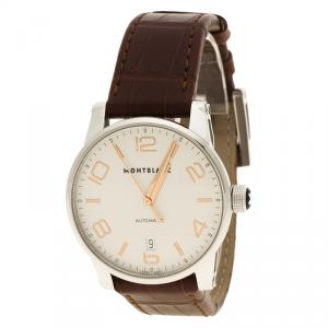 Mont Blanc White Stainless Steel Timewalker Men's Wristwatch 39 mm