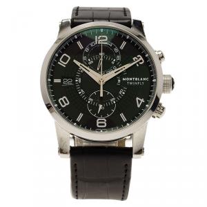 Montblanc Black Stainless Steel Timewalker Twinfly Men's Wristwatch 43MM