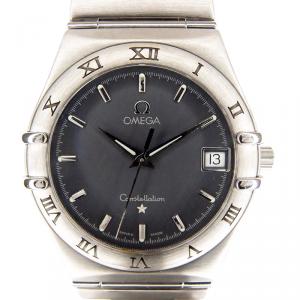 Omega Grey Stainless Steel Constellation Men's Wristwatch 32MM