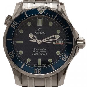 Omega Blue Stainless Steel Seamaster Men's Wristwatch 36MM