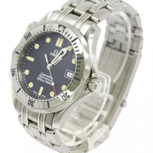 Omega Blue Stainless Steel Seamaster Men's Wristwatch 36MM