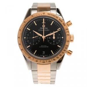 Omega Black 18K Rose Gold and Stainless Steel Speedmaster Men's Wristwatch 41MM