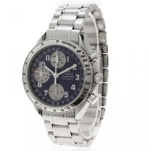 Omega Blue Stainless Steel Speedmaster Men's Wristwatch 39MM