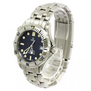 Omega Navy Blue Stainless Steel Seamaster Professional Men's Wristwatch 36MM