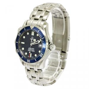 Omega Navy Blue Stainless Steel Seamaster Professional Men's Wristwatch 36MM