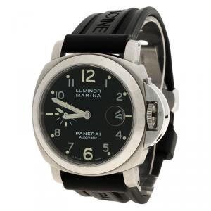Panerai Black Stainless Steel Firenze 1860 Luminor Marina Men's Wristwatch 44MM