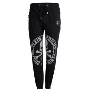 Pre Owned Philipp Plein Black Skull Print Embellished Jogger Pants L