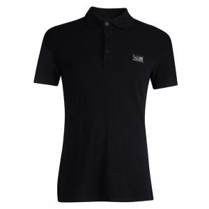 Pre Owned Philipp Plein Black Embellished Skull Motif Polo T-Shirt L