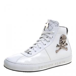 Philipp Plein White Leather Flight High Top Sneakers Size 43