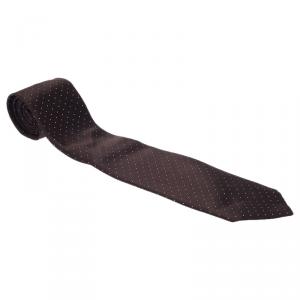 Prada Brown Silk Polka Dot Tie