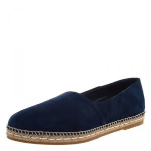 Prada Ultramarine Blue Suede Espadrille Loafers Size 43