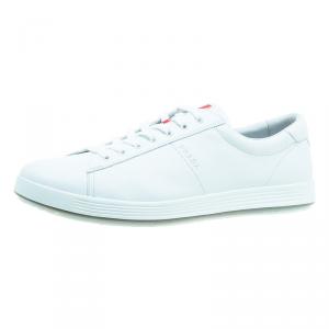 Pre Owned Prada Sport White Leather Lace Up Platform Sneakers Size 45