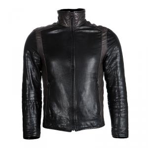 Prada Sport Black Quilted Panel Detail Leather Jacket M