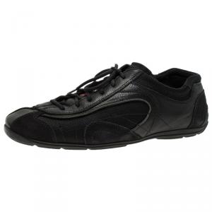 Pre Owned Prada Sport Black Leather and Suede Lace Up Sneakers Size 40.5