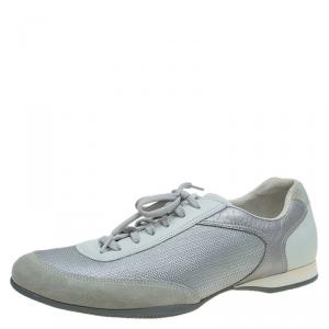 Pre Owned Prada Sport Grey Fabric And Leather Trim Sneakers Size 43.5