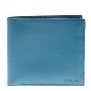 Prada Blue Saffiano Leather Bifold Wallet