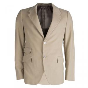 Prada Beige Velvet Notched Collar Regular Fit Blazer L