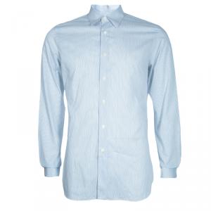 Prada Men's Pale Blue Striped Cotton Shirt M