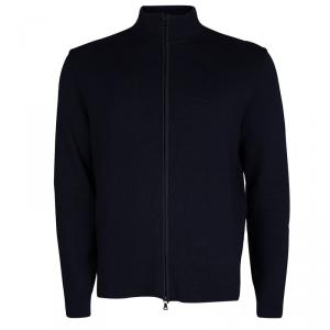 Prada Navy Blue Wool Zip Front Cardigan XXL