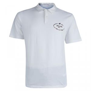 Prada White Cotton Jersey Polo T-Shirt XXXL