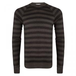 Prada Brown Striped Wool Crew Neck Sweater L