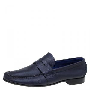 Prada Blue Saffiano Leather Loafers Size 42