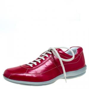 Prada Red Glazed Leather Sneakers Size 42