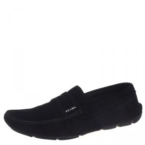 Prada Black Suede Penny Loafers Size 43