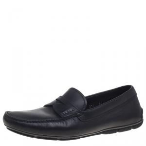 Prada Black Leather Penny Loafers Size 43