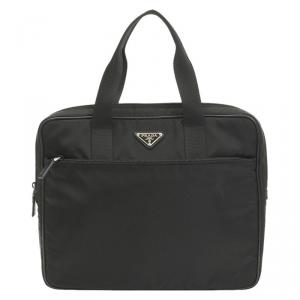 Prada Black Tessuto Nylon Business Briefcase