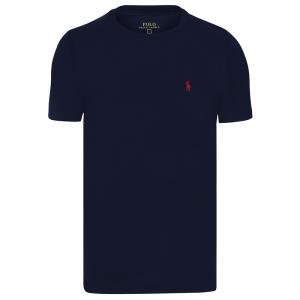 Pre Owned Polo Ralph Lauren Navy Blue/Red Logo Crew Neck Tshirt XL