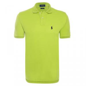 Pre Owned Polo Ralph Lauren Lime Green/Black Logo Polo Shirt S