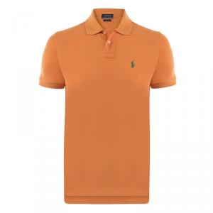 Pre Owned Polo Ralph Lauren Orange/Green Logo Polo Shirt XL