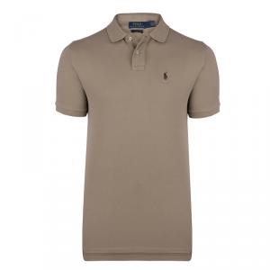 Pre Owned تي شيرت بولو رالف لورين شعار بيج/ بني XL