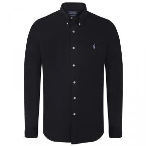 Pre Owned Polo Ralph Lauren Black/Lilac Logo Long Sleeve Shirt M