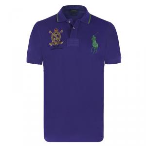 Pre Owned Polo Ralph Lauren Purple/Green Logo Polo Shirt M