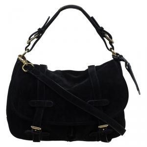 Pre Owned Ralph Lauren Black Suede Messenger Bag