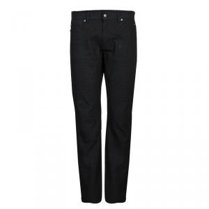 Pre Owned Roberto Cavalli Black Snakeskin Print Denim Jeans M
